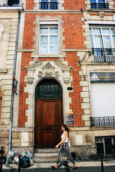 Reims Francia Julio 2018 Vista Edificios Calle Rue Buirette Ciudad — Foto de Stock