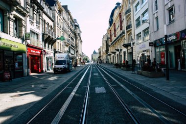 Reims Fransa 02 Temmuz 2018 görünümünü sabah Reims Fransa kentinde tramvay