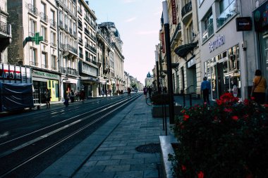 Reims Fransa 02 Temmuz 2018 görünümünü sabah Reims Fransa kentinde tramvay