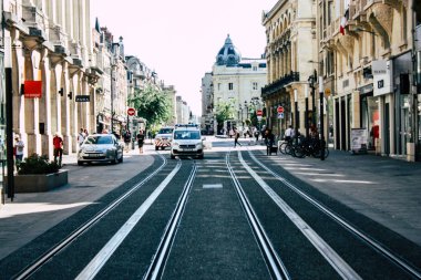 Reims Fransa 02 Temmuz 2018 görünümünü sabah Reims Fransa kentinde tramvay