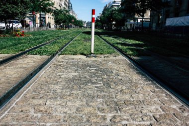 Reims Fransa 02 Temmuz 2018 görünümünü sabah Reims Fransa kentinde tramvay