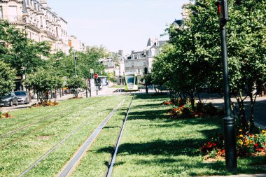 Reims Fransa 02 Temmuz 2018 görünümünü sabah Reims Fransa kentinde tramvay