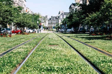Reims Fransa 02 Temmuz 2018 görünümünü sabah Reims Fransa kentinde tramvay