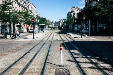 Reims Fransa 02 Temmuz 2018 görünümünü sabah Reims Fransa kentinde tramvay