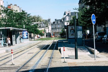 Reims Fransa 02 Temmuz 2018 görünümünü sabah Reims Fransa kentinde tramvay