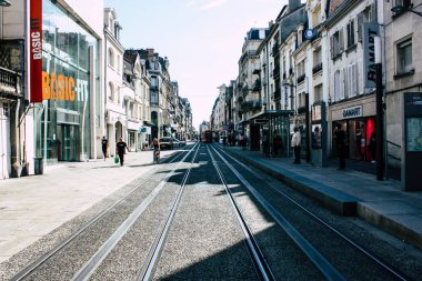 Reims Fransa 02 Temmuz 2018 görünümünü sabah Reims Fransa kentinde tramvay