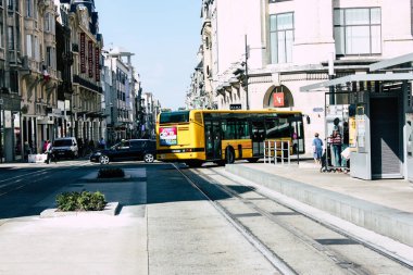 Reims Fransa 02 Temmuz 2018 toplu taşıma otobüs Fransa Reims şehir sabah görünümünü