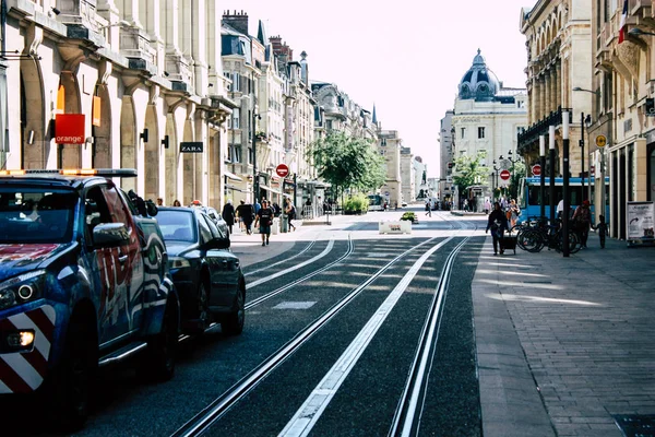 Reims Frankreich Juli 2018 Blick Auf Die Straßenbahn Der Stadt — Stockfoto