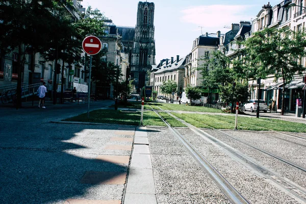 Reims Frankreich Juli 2018 Blick Auf Die Straßenbahn Der Stadt — Stockfoto