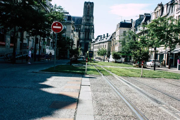 Reims Frankrijk Juli 2018 Weergave Van Tram Van Stad Reims — Stockfoto