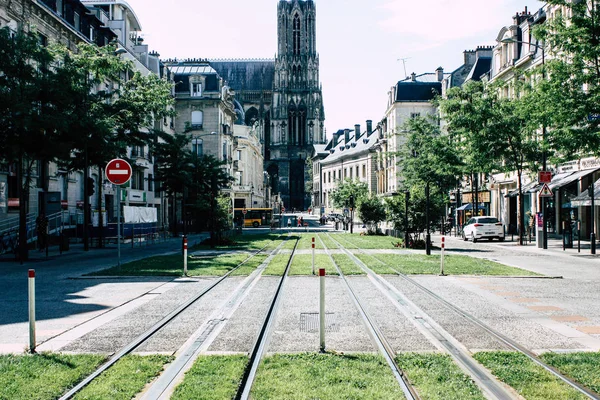 Reims Frankreich Juli 2018 Blick Auf Die Straßenbahn Der Stadt — Stockfoto