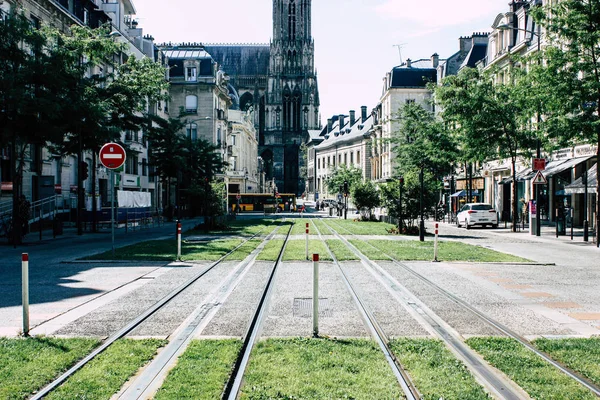 Reims Frankrijk Juli 2018 Weergave Van Tram Van Stad Reims — Stockfoto