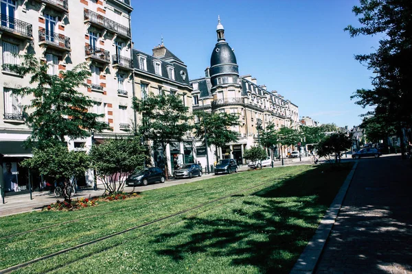 Reims Francja Lipca 2018 Widok Linii Tramwajowej Miasta Reims Francji — Zdjęcie stockowe