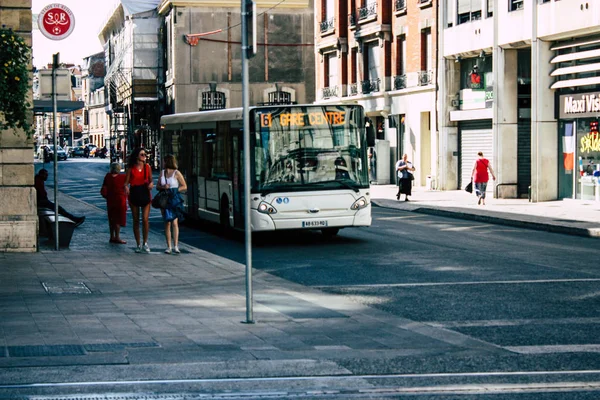 Reims Francia Julio 2018 Vista Del Autobús Transporte Público Ciudad —  Fotos de Stock