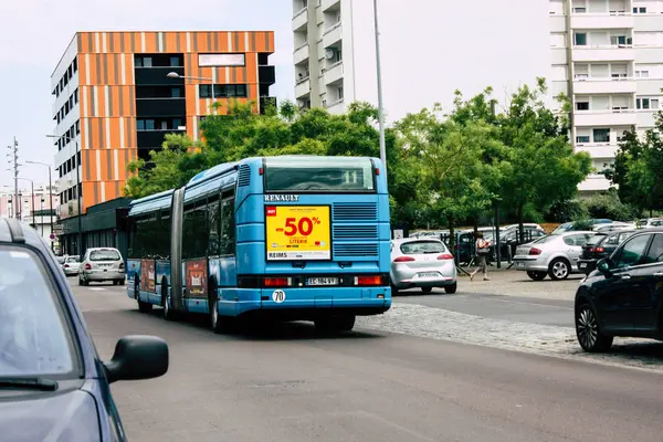 Reims France Juillet 2018 Vue Bus Des Transports Publics Ville — Photo