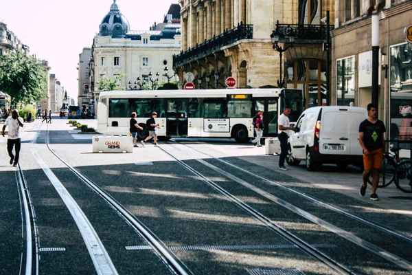 Reims Frankrike Juli 2018 Visa Kollektivtrafik Buss Staden Reims Frankrike — Stockfoto