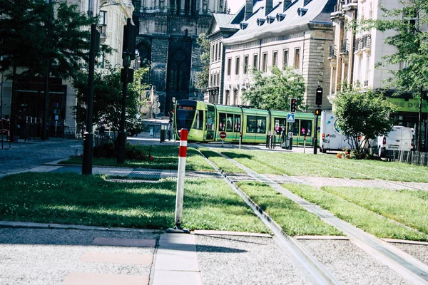 Reims Frankreich Juli 2018 Blick Auf Die Straßenbahn Der Stadt — Stockfoto