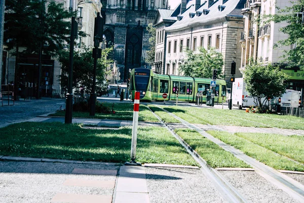 Reims França Julho 2018 Vista Bonde Bonde Cidade Reims França — Fotografia de Stock