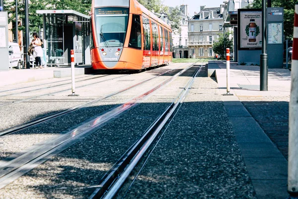 Reims Frankrike Juli 2018 Spårvagn Och Spårvagn Staden Reims Frankrike — Stockfoto