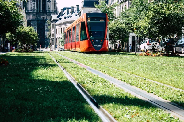 Reims Frankrike Juli 2018 Spårvagn Och Spårvagn Staden Reims Frankrike — Stockfoto