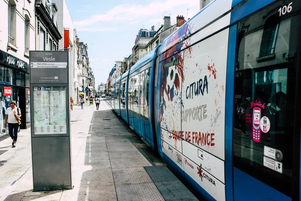 Reims Francia Luglio 2018 Veduta Del Tram Del Tram Della — Foto Stock