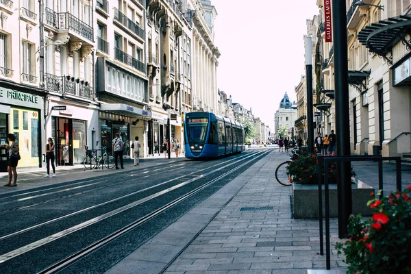 Remeš Francie Července 2018 Pohled Tramvaje Tramvajové Města Reims Francii — Stock fotografie