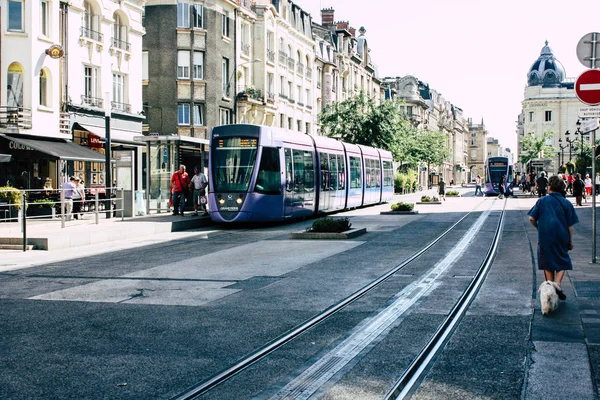 Reims Frankrijk Juli 2018 Uitzicht Tram Tram Van Stad Reims — Stockfoto