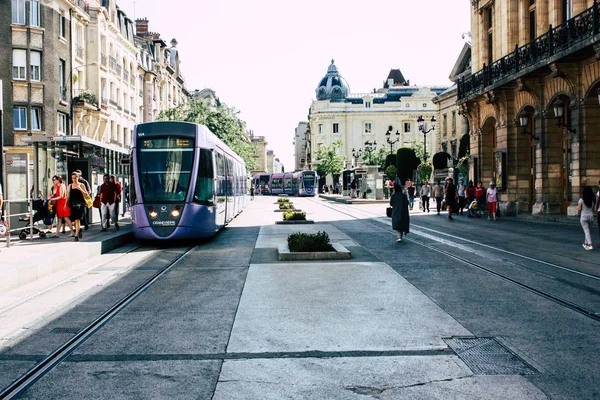 Remeš Francie Července 2018 Pohled Tramvaje Tramvajové Města Reims Francii — Stock fotografie
