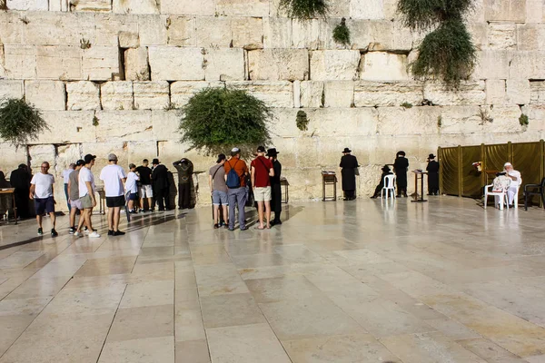 Jérusalem Israël Juin 2018 Vue Inconnus Gens Priant Devant Mur — Photo