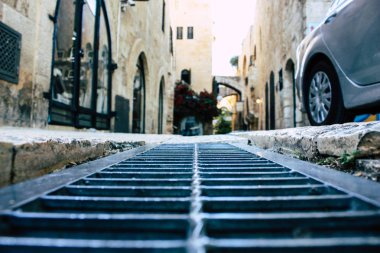 Kudüs İsrail 09 Haziran 2018 Eski Kudüs şehri, öğleden sonra zemin seviyesinden sokak görünümü