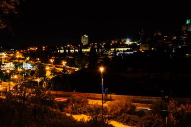 Kudüs İsrail Kudüs'ün 22 Haziran 2018 eski şehrin dış duvarına geceden panoramik görünüm