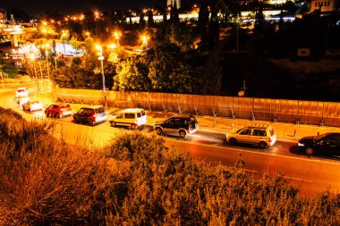 Kudüs İsrail Kudüs'ün 22 Haziran 2018 eski şehrin dış duvarına geceden panoramik görünüm
