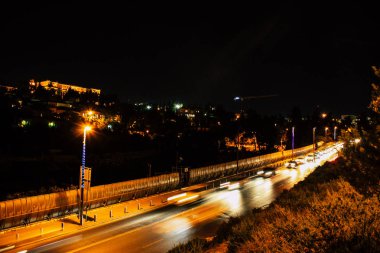Kudüs İsrail Kudüs'ün 22 Haziran 2018 eski şehrin dış duvarına geceden panoramik görünüm