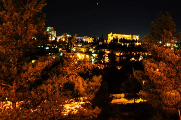 エルサレム イスラエル エルサレムの旧市街の外側の壁から夜に 2018 日全景 — ストック写真