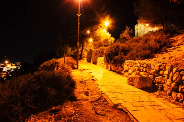 Єрусалим Червня 2018 Панорамний Вид Єрусалим Ніч Зовнішньої Стіни Старого — стокове фото