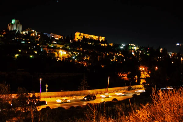 Kudüs İsrail Kudüs'ün 22 Haziran 2018 eski şehrin dış duvarına geceden panoramik görünüm