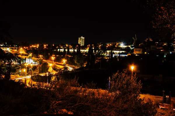 Kudüs İsrail Kudüs'ün 22 Haziran 2018 eski şehrin dış duvarına geceden panoramik görünüm