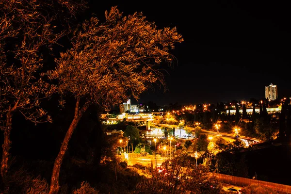 Kudüs İsrail Kudüs'ün 22 Haziran 2018 eski şehrin dış duvarına geceden panoramik görünüm