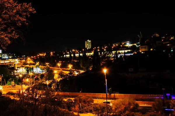 Jerusalén Israel Junio 2018 Vista Panorámica Jerusalén Noche Desde Muro — Foto de Stock