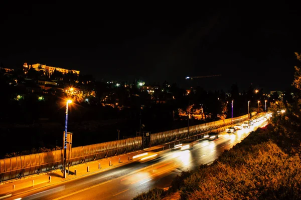 Kudüs İsrail Kudüs'ün 22 Haziran 2018 eski şehrin dış duvarına geceden panoramik görünüm