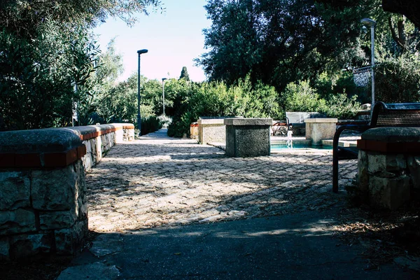 Vista Sul Giardino Sulla Fontana Del Teddy Park Gerusalemme Israele — Foto Stock