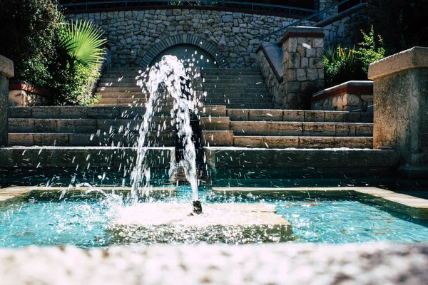 Utsikt Över Teddy Park Trädgård Och Fontän Jerusalem Israel — Stockfoto