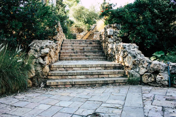 Vista Sul Giardino Sulla Fontana Del Teddy Park Gerusalemme Israele — Foto Stock