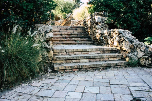 Vista Sul Giardino Sulla Fontana Del Teddy Park Gerusalemme Israele — Foto Stock