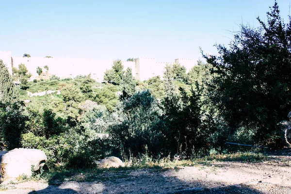 Vista Del Jardín Del Parque Peluche Fuente Jerusalén Israel — Foto de Stock