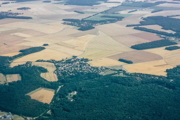 France June 29, 2018 Aerial view of France countryside near Paris in France at 10,000 feet altitude in the afternoon