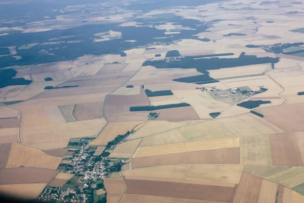 France June 29, 2018 Aerial view of France countryside near Paris in France at 10,000 feet altitude in the afternoon