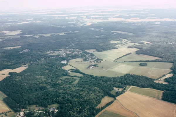 France June 29, 2018 Aerial view of France countryside near Paris in France at 10,000 feet altitude in the afternoon