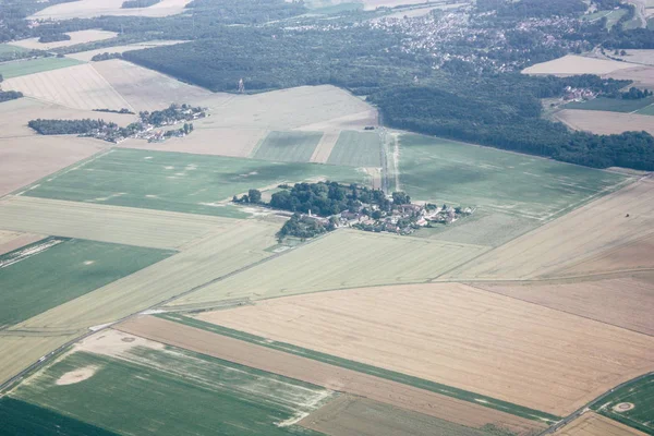 France June 29, 2018 Aerial view of France countryside near Paris in France at 10,000 feet altitude in the afternoon