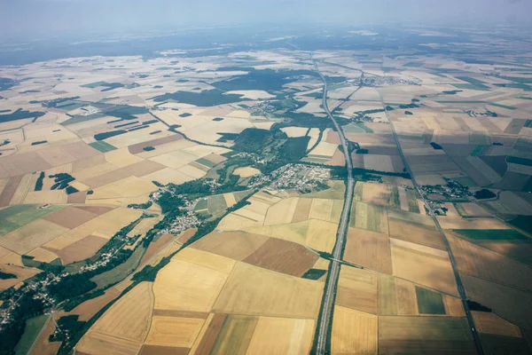 France June 29, 2018 Aerial view of France countryside near Paris in France at 10,000 feet altitude in the afternoon